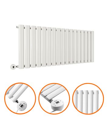 400 x 1000mm Electric White Single Oval Panel Horizontal Radiator