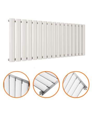 400 x 1000mm White Single Oval Tube Horizontal Radiator 