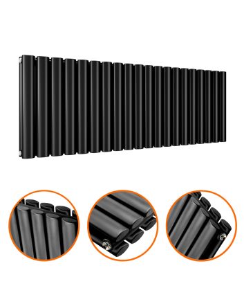 400 x 1180mm Black Double Oval Tube Horizontal Radiator 