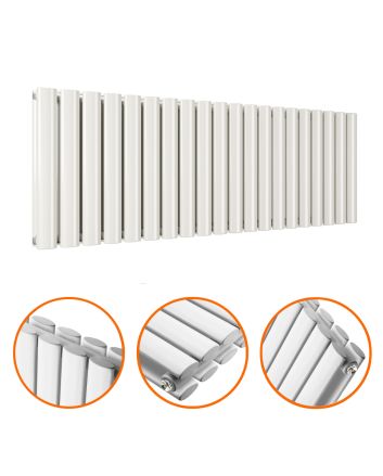 400 x 1180mm White Double Oval Tube Horizontal Radiator 