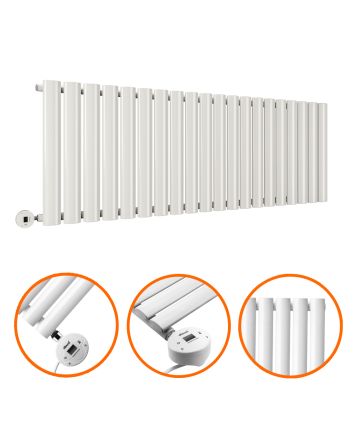 400 x 1180mm Electric White Single Oval Panel Horizontal Radiator