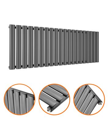 400 x 1180mm Anthracite Single Oval Tube Horizontal Radiator 