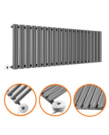 400 x 1180mm Electric Anthracite Single Oval Panel Horizontal Radiator
