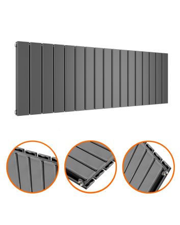 400 x 1190mm Anthracite Double Flat Panel Horizontal Radiator 