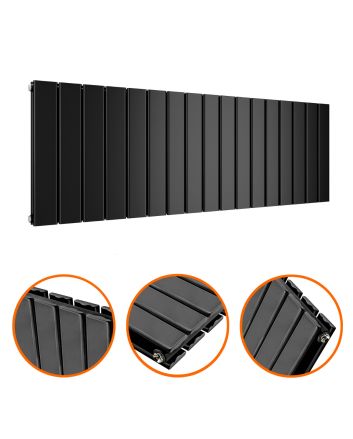 400 x 1190mm Black Double Flat Panel Horizontal Radiator 