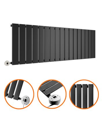 400 x 1190mm Electric Black Single Flat Panel Horizontal Radiator