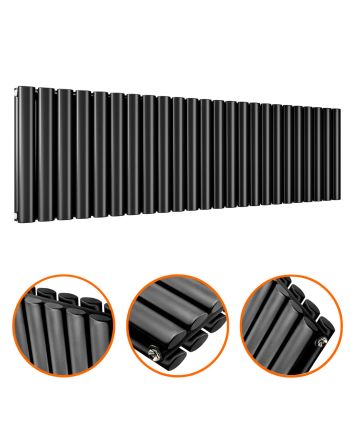 400 x 1411mm Black Double Oval Tube Horizontal Radiator 
