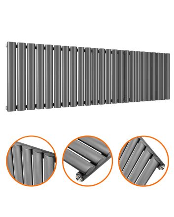 400 x 1411mm Anthracite Single Oval Tube Horizontal Radiator 