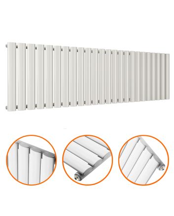 400 x 1411mm White Single Oval Tube Horizontal Radiator 