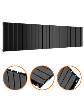 400 x 1610mm Black Double Flat Panel Horizontal Radiator