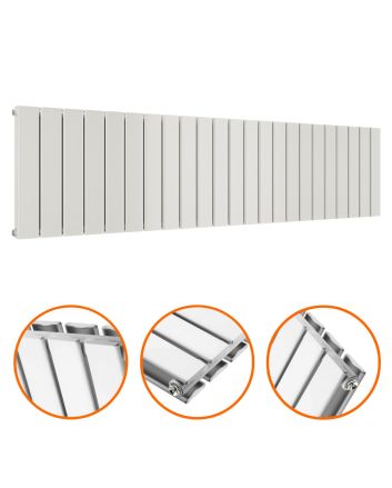 400 x 1610mm White Double Flat Panel Horizontal Radiator