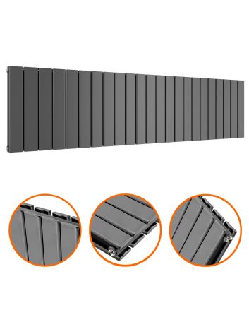 400 x 1610mm Anthracite Double Flat Panel Horizontal Radiator