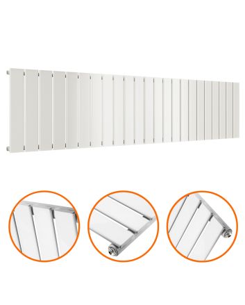 400 x 1610mm White Single Flat Panel Horizontal Radiator