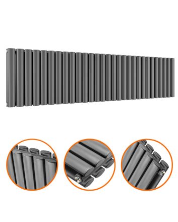 400 x 1652mm Anthracite Double Oval Tube Horizontal Radiator
