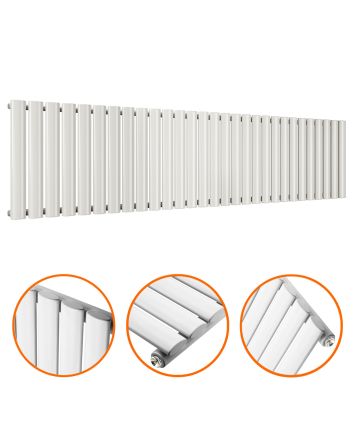 400 x 1652mm White Single Oval Tube Horizontal Radiator