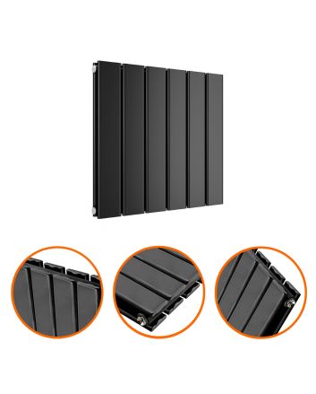 400 x 420mm Black Double Flat Panel Horizontal Radiator
