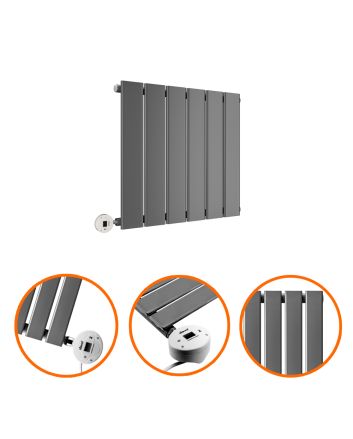 400 x 420mm Electric Anthracite Single Flat Panel Horizontal Radiator