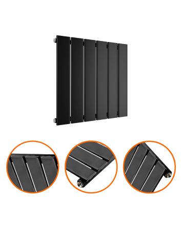 400 x 420mm Black Single Flat Panel Horizontal Radiator 