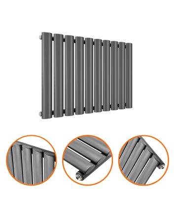 400 x 595mm Anthracite Single Oval Tube Horizontal Radiator 