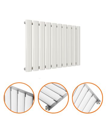 400 x 595mm White Single Oval Tube Horizontal Radiator 