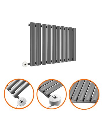 400 x 595mm Electric Anthracite Single Oval Panel Horizontal Radiator