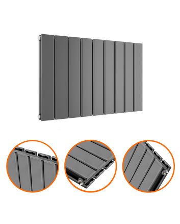 400 x 630mm Anthracite Double Flat Panel Horizontal Radiator