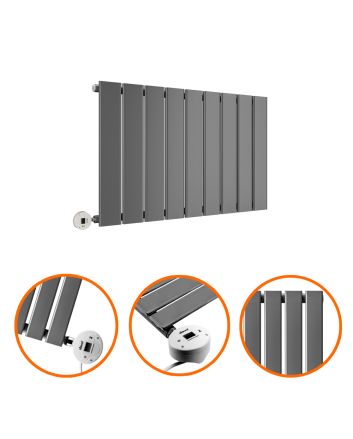 400 x 630mm Electric Anthracite Single Flat Panel Horizontal Radiator