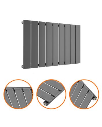 400 x 630mm Anthracite Single Flat Panel Horizontal Radiator 