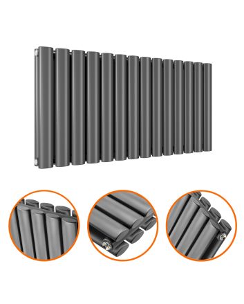 400 x 834mm Anthracite Double Oval Tube Horizontal Radiator 