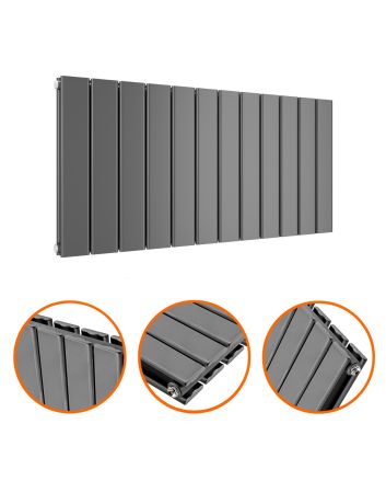 400 x 840mm Anthracite Double Flat Panel Horizontal Radiator 