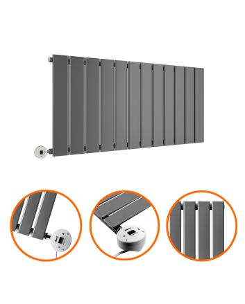 400 x 840mm Electric Anthracite Single Flat Panel Horizontal Radiator
