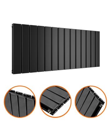 400 x 980mm Black Double Flat Panel Horizontal Radiator 