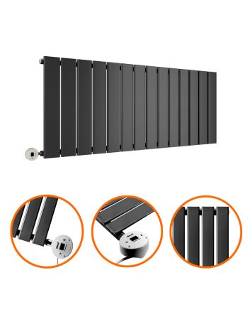 400 x 980mm Electric Black Single Flat Panel Horizontal Radiator