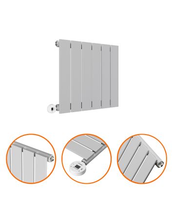 400 x 420mm Electric Feather Grey Single Flat Panel Horizontal Radiator