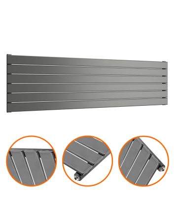 420mm x 1600mm Anthracite Single Flat Panel Horizontal / Landscape Radiator
