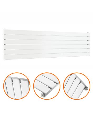 420mm x 1600mm White Single Flat Panel Horizontal / Landscape Radiator