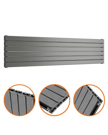 420mm x 1780mm Anthracite Double Flat Panel Horizontal / Landscape Radiator
