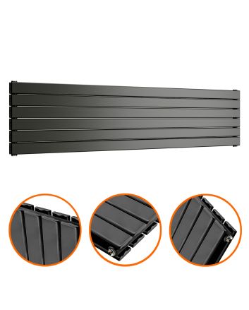 420mm x 1780mm Black Double Flat Panel Horizontal / Landscape Radiator
