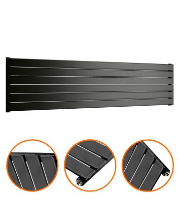420mm x 1780mm Black Single Flat Panel Horizontal / Landscape Radiator
