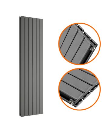1600 x 420mm Anthracite Double Flat Panel Vertical Radiator 