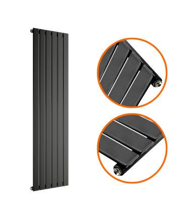 1780 x 420mm Black Single Flat Panel Vertical Radiator 