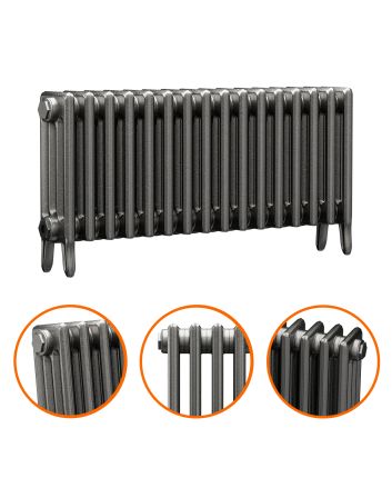 460 x 1010mm Raw Metal Traditional 4 Column Cast Iron Radiator