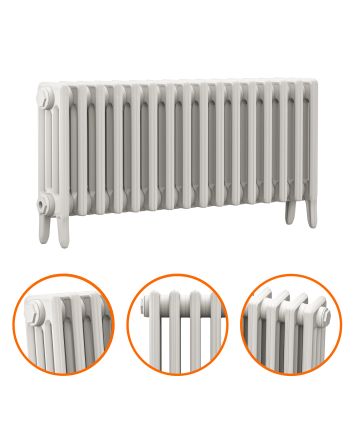 460 x 1010mm White Traditional 4 Column Cast Iron Radiator