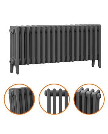 460 x 1130mm Grey Traditional 4 Column Cast Iron Radiator