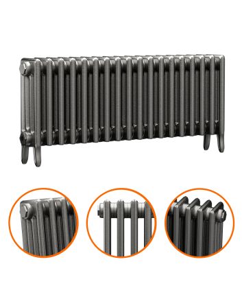 460 x 1130mm Raw Metal Traditional 4 Column Cast Iron Radiator