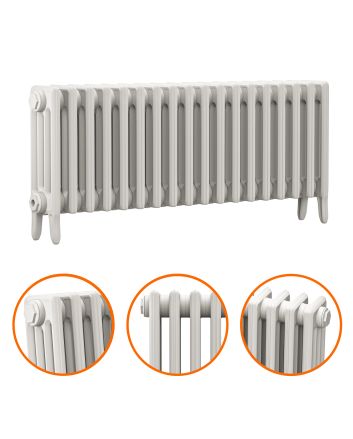 460 x 1130mm White Traditional 4 Column Cast Iron Radiator
