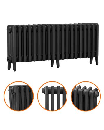 460 x 1190mm Black Traditional 4 Column Cast Iron Radiator