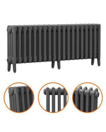 460 x 1190mm Grey Traditional 4 Column Cast Iron Radiator