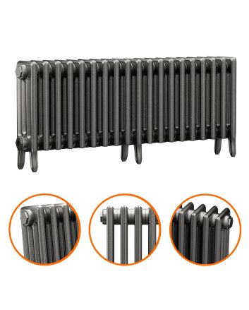460 x 1190mm Raw Metal Traditional 4 Column Cast Iron Radiator