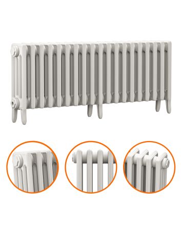 460 x 1190mm White Traditional 4 Column Cast Iron Radiator